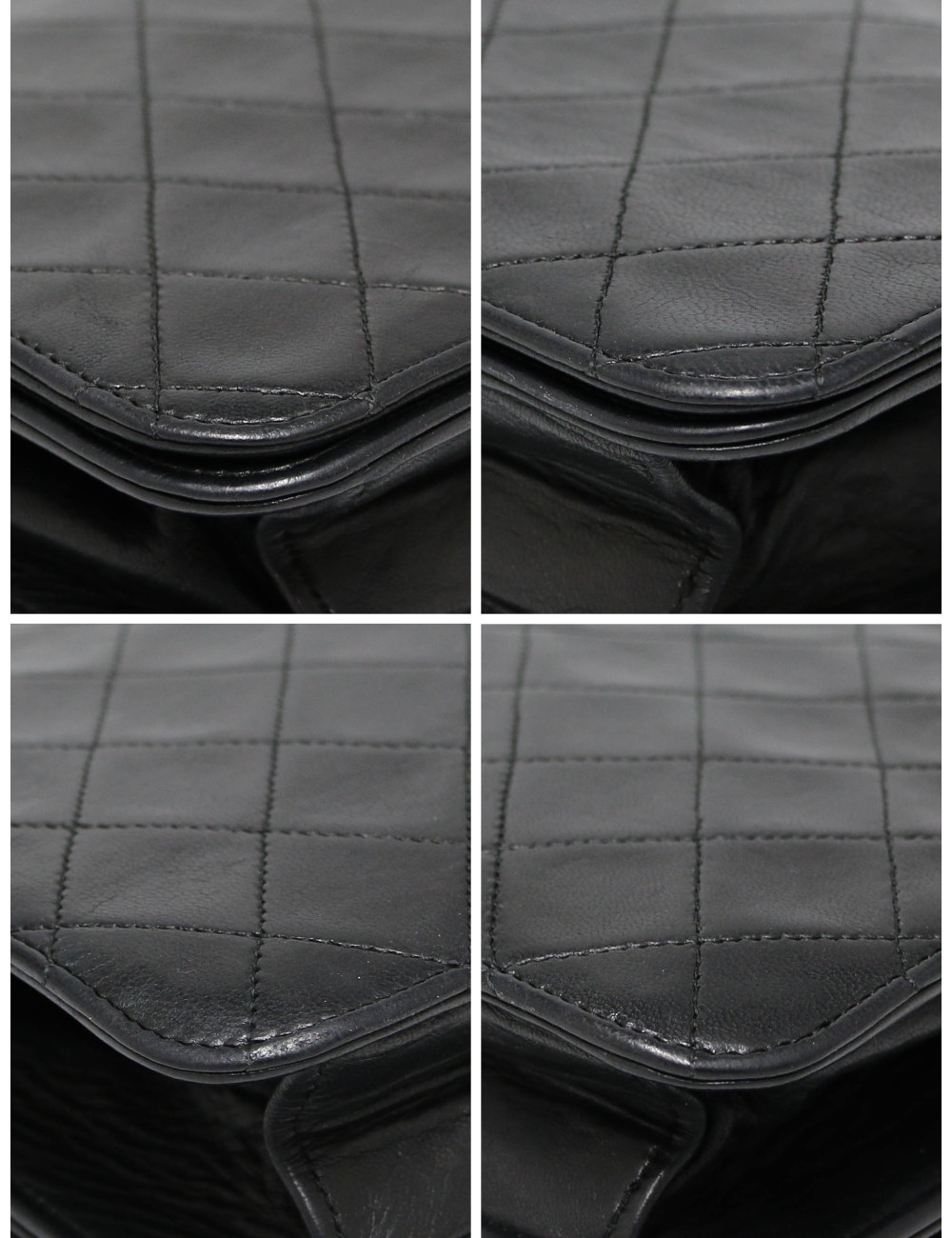 Sac Chanel cuir d'agneau matelassé noir Vintage