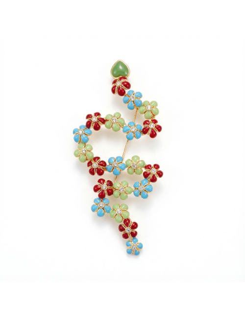 Broche serpent Marguerite de Valois pâte de verre