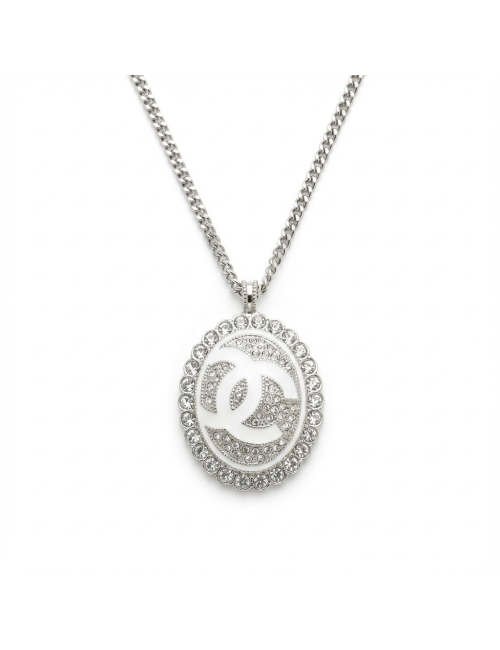 Pendentif CHANEL argent strass