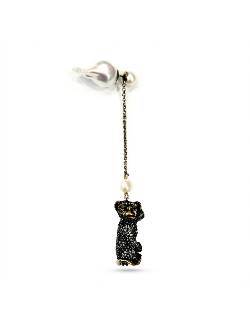 Boucle d'oreille Dior pendentif singe