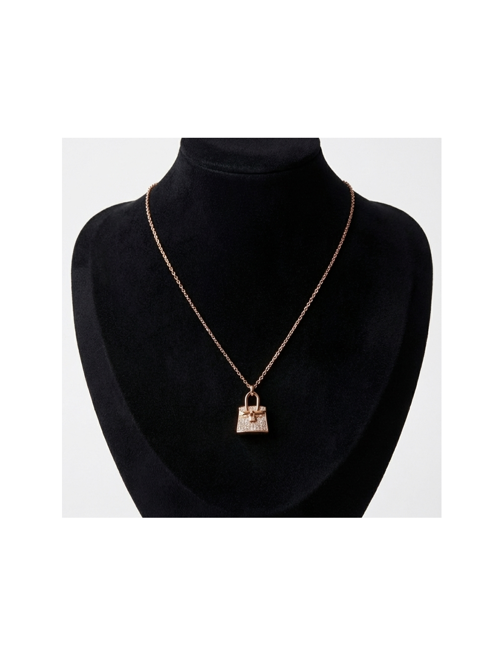 Pendentif Amulettes Birkin HERMES or rose et diamants