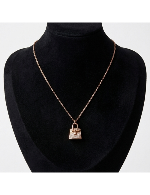 Pendentif Amulettes Birkin HERMES or rose et diamants