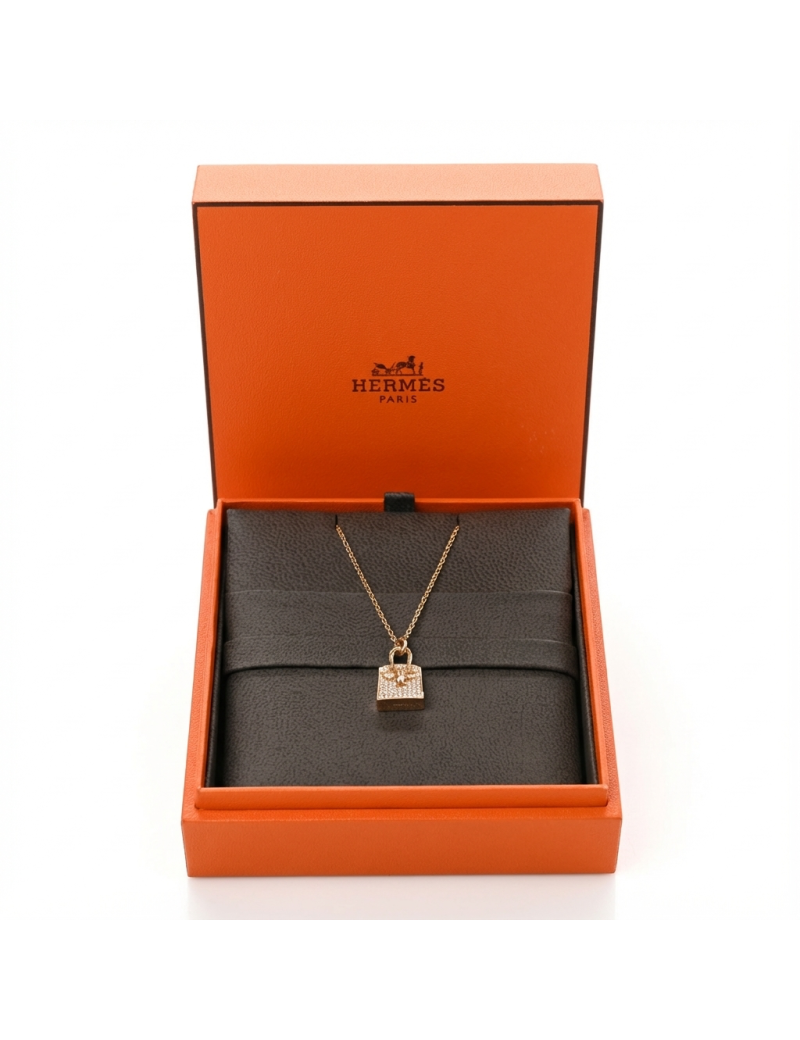 Pendentif Amulettes Birkin HERMES or rose et diamants