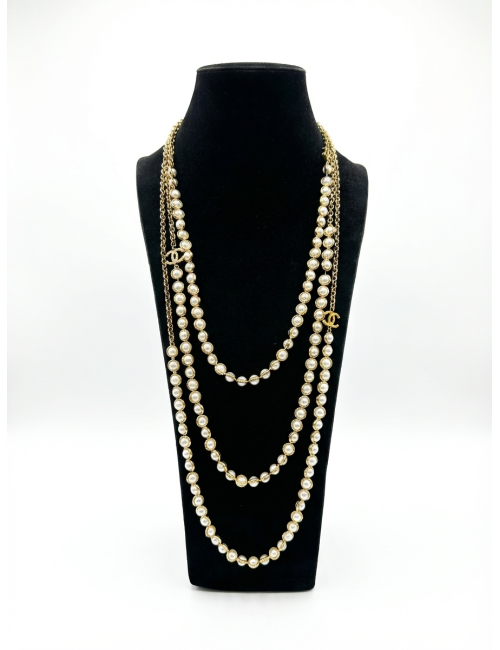 Sautoir Chanel perles triple rangs