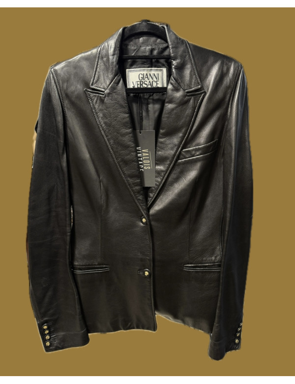 Veste Giani Versace T 40 cuir d'agneau noir