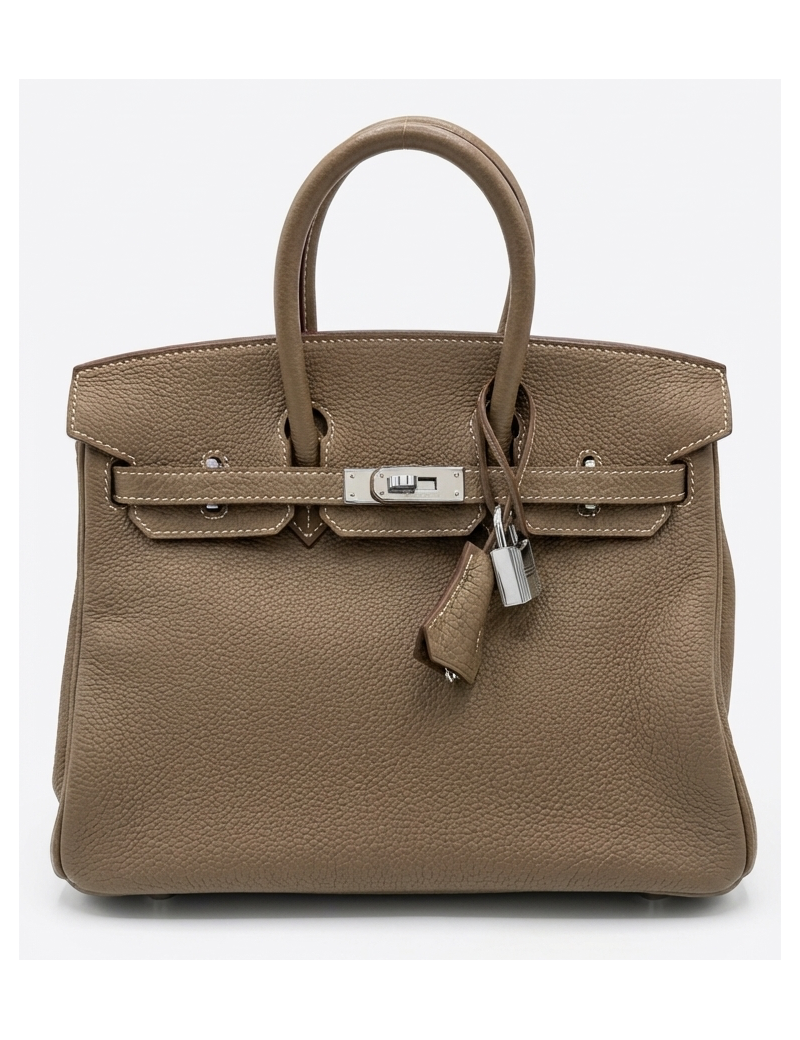 Sac Hermès Birkin 25 étoupe cuir togo