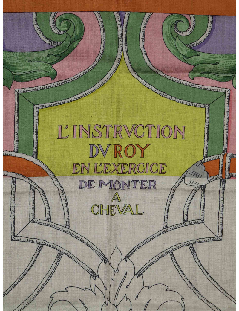 Châle Hermès 140 cm L'Instruction du Roy cachemire et soie