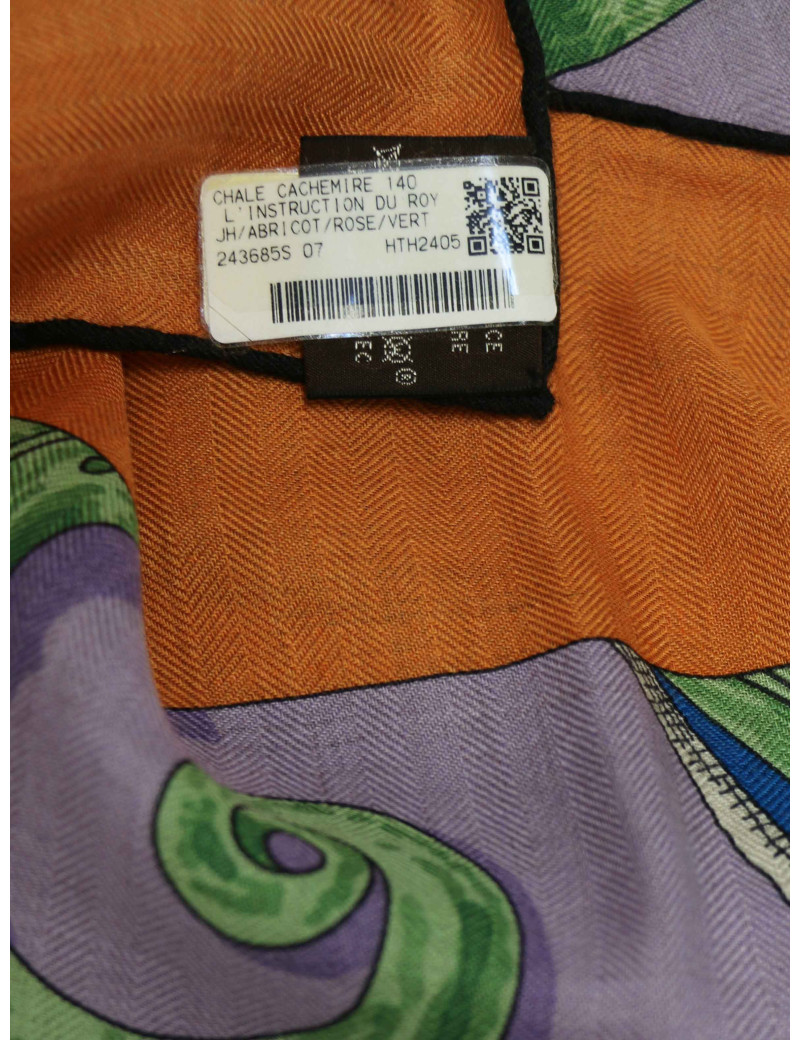 Châle Hermès 140 cm L'Instruction du Roy cachemire et soie