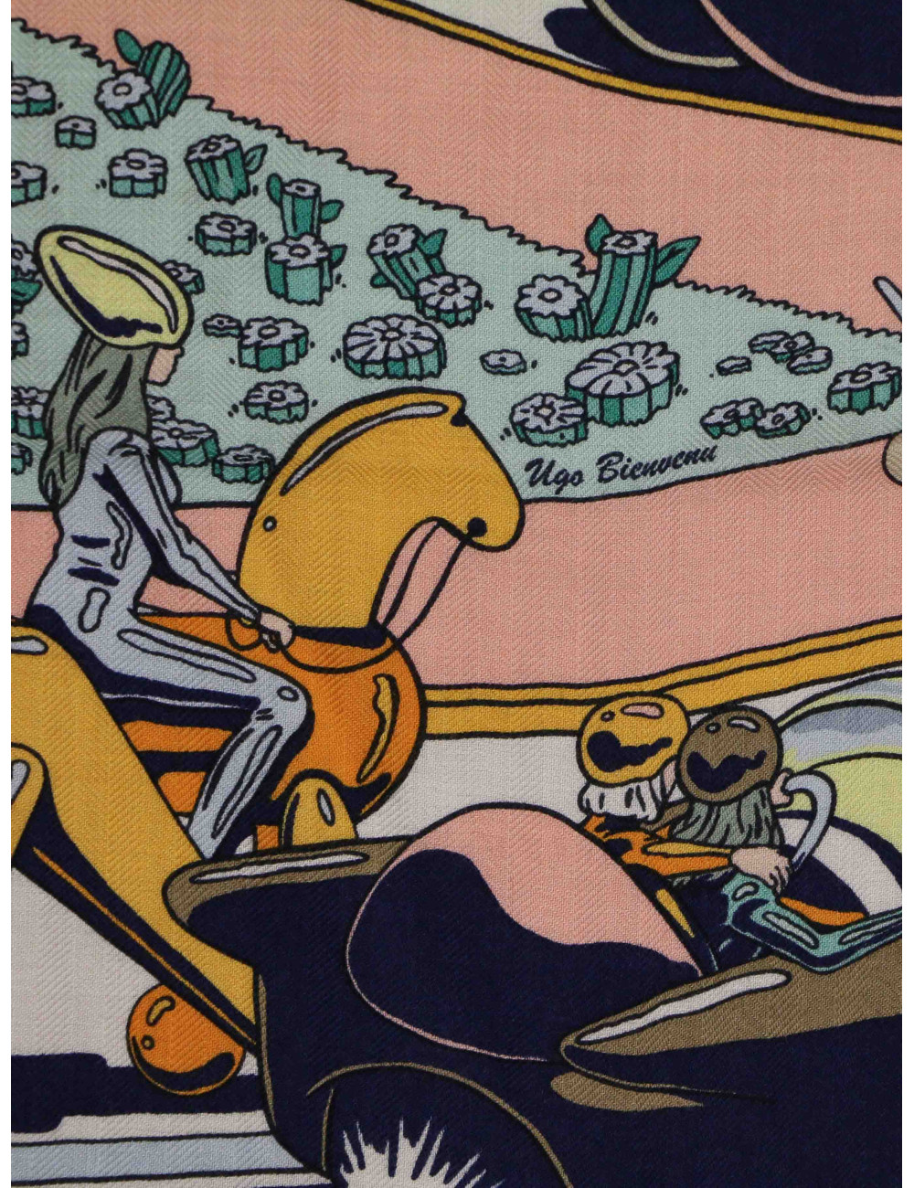 Châle Hermès 140 Locomotion cachemire et soie