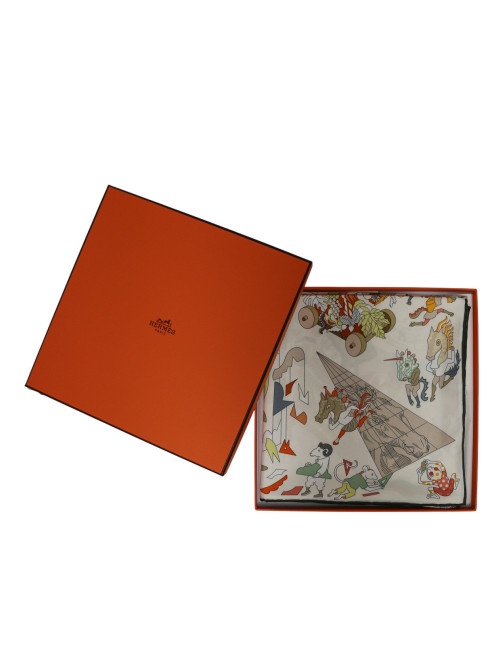 Carré Hermès Academia Hippica roulotté vert