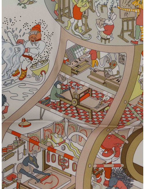 Carré Hermès Academia Hippica roulotté vert