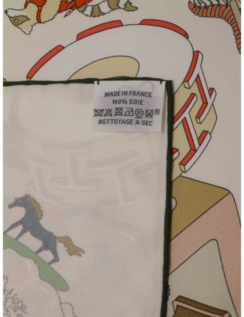 Carré Hermès Academia Hippica roulotté vert