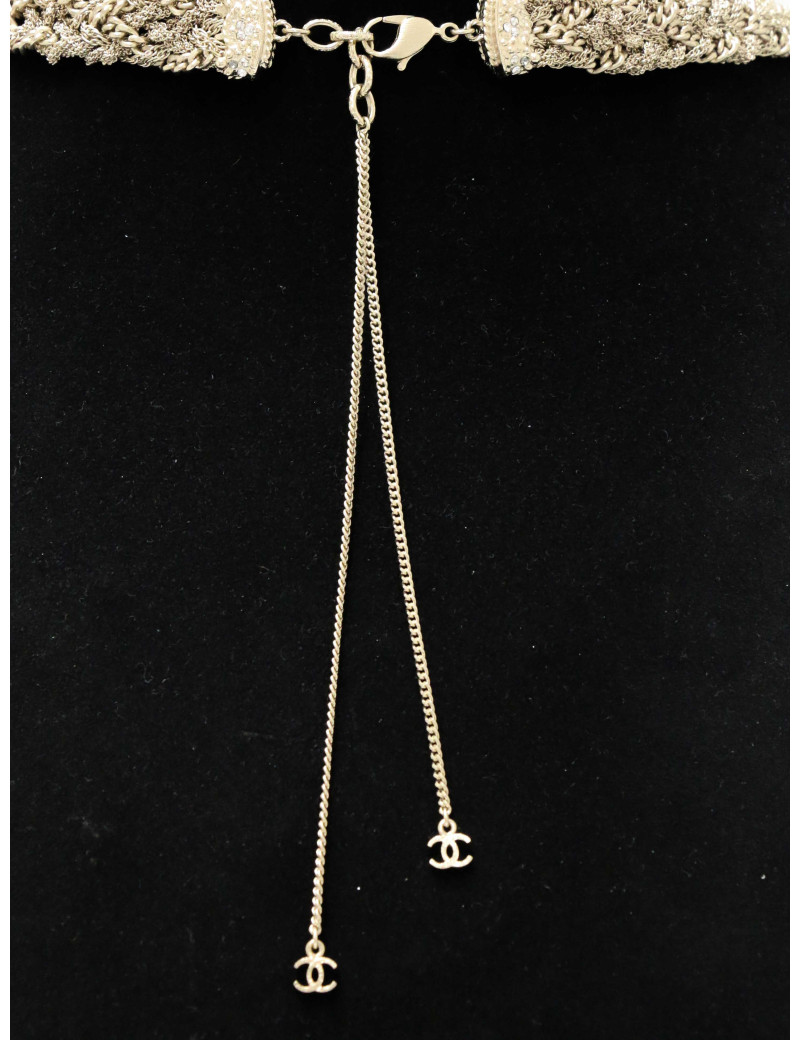 Sautoir Chanel chaines entrelacées strass