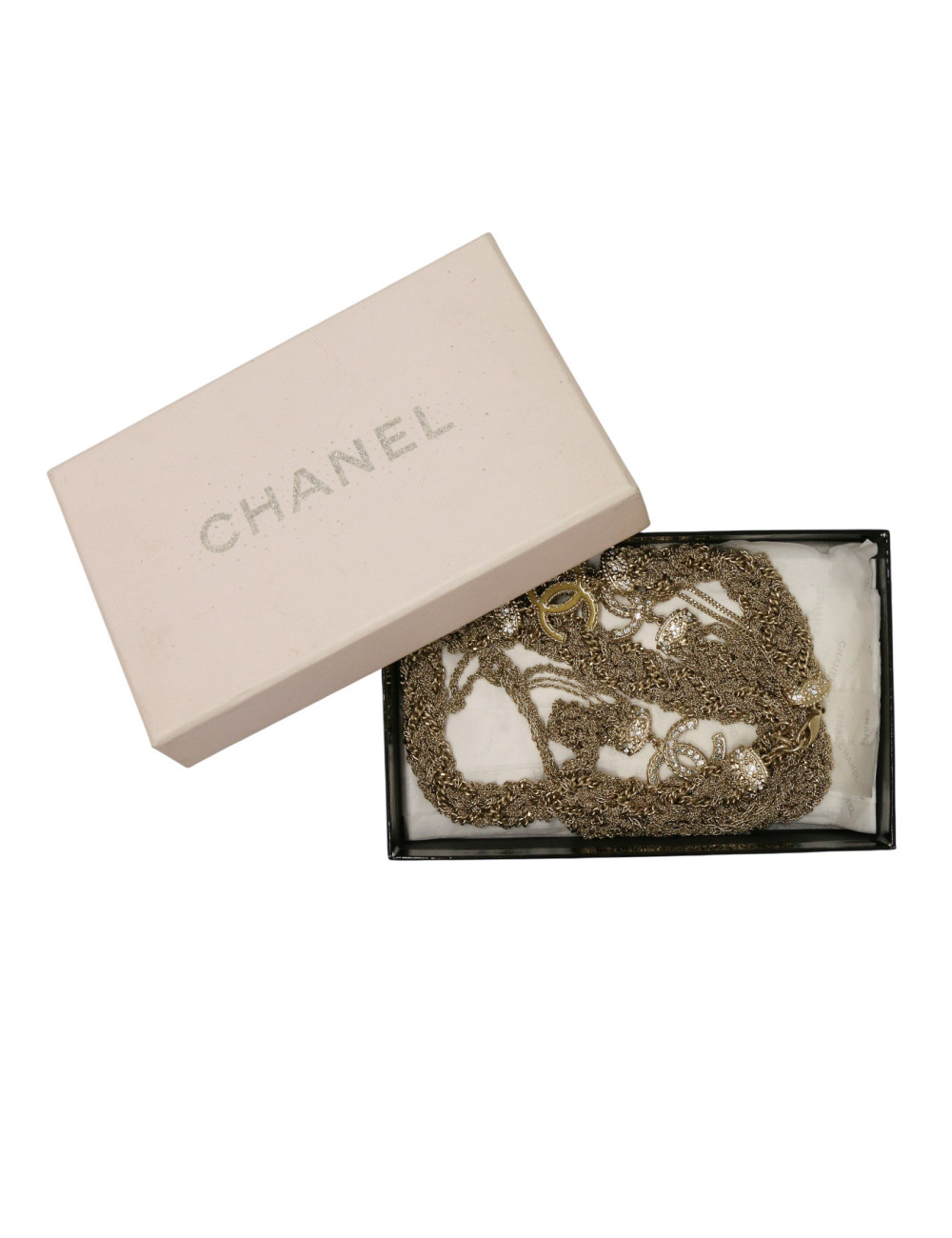 Sautoir CHANEL chaines entrelacées strass