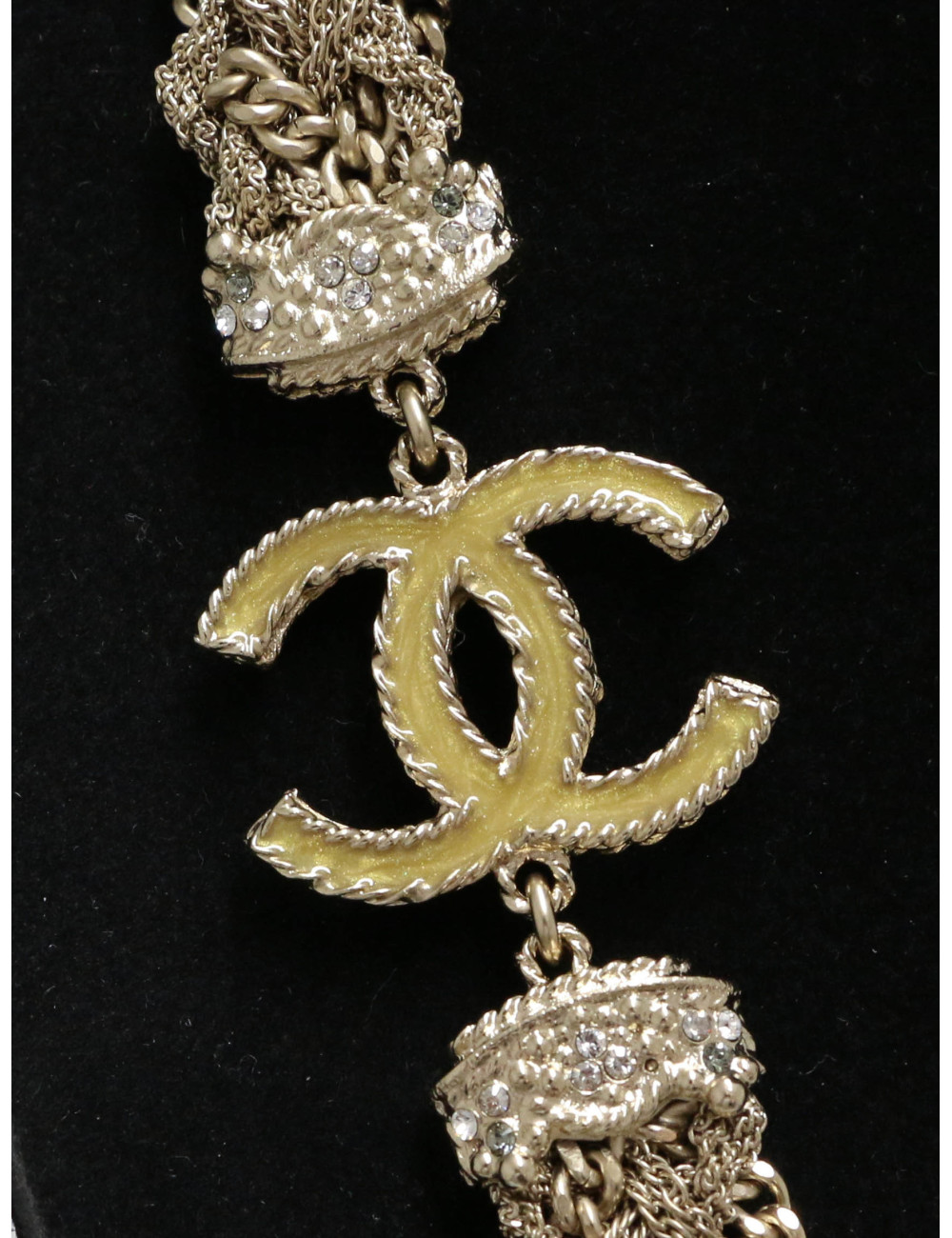 Sautoir CHANEL chaines entrelacées strass