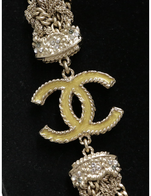 Sautoir CHANEL chaines entrelacées strass