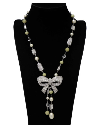 Sautoir Chanel noeud strass baguette