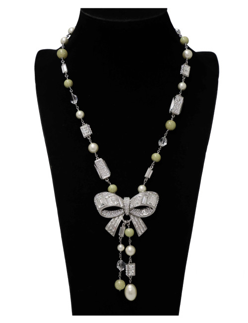 Sautoir Chanel noeud strass baguette