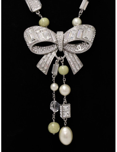 Sautoir Chanel noeud strass baguette 2