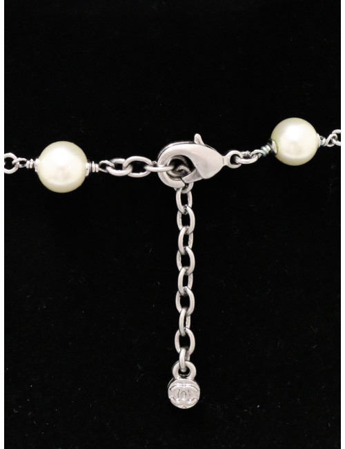 Sautoir Chanel noeud strass baguette