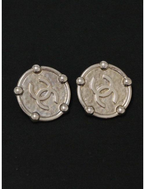 Boucles d'oreille rondes CHANEL argent