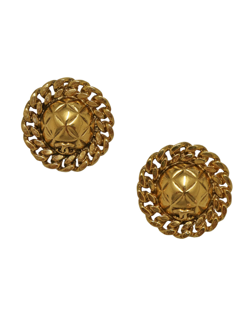 CHANEL Clips matelassés dorés Vintage
