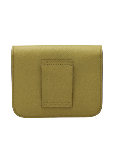 Porte monnaie Constance HERMES cuir Epsom jaune 2