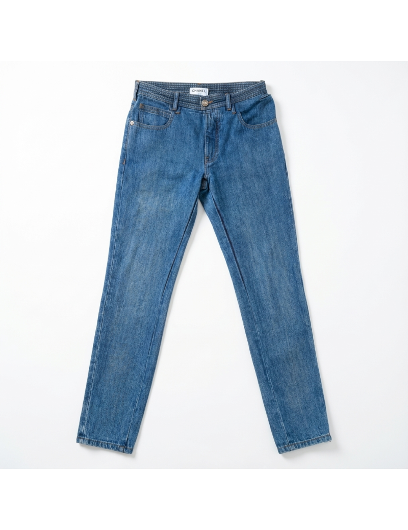 Pantalon Paris Dallas CHANEL T 40 denim bleu