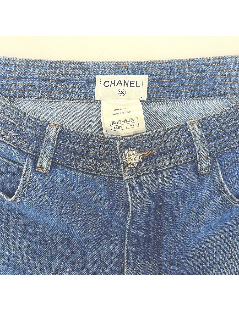 Pantalon Paris Dallas CHANEL T 40 denim bleu