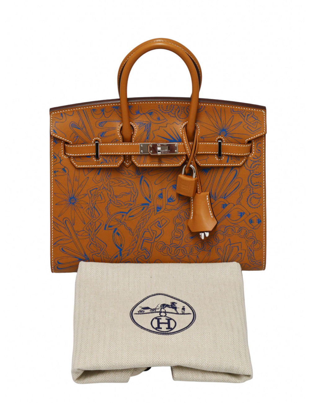 Birkin 25 sellier "Maillon en chaîne" naturel