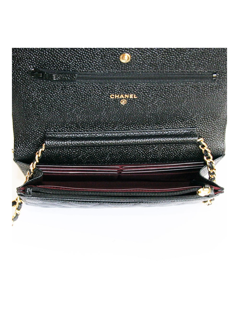 Wallet CHANEL bag in black grained leather and buckle gold