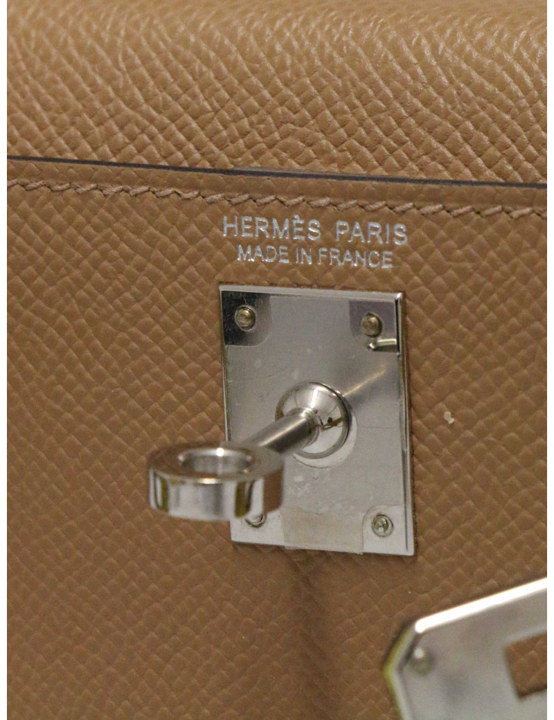 Sac Hermès Mini Kelly tricolore Chai, Mauve Sylevestre et Lime cuir epsom