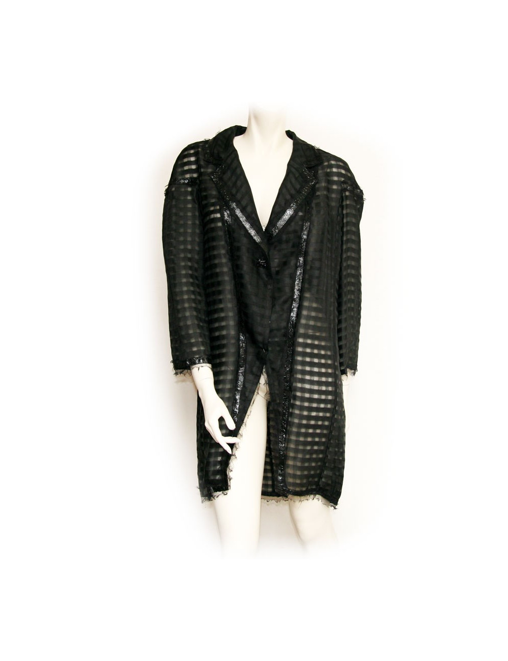 Veste longue CHANEL noire et transparente