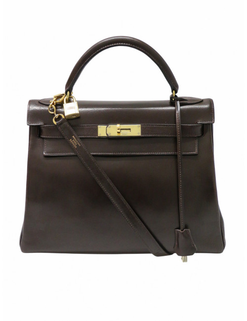 Sac Hermès Kelly 28 box marron Bandoulière