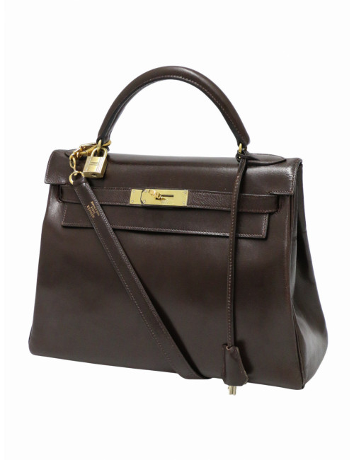 Sac Hermès Kelly 28 box marron Bandoulière