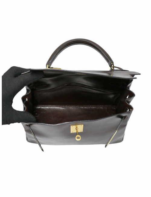 Sac Hermès Kelly 28 box marron Bandoulière