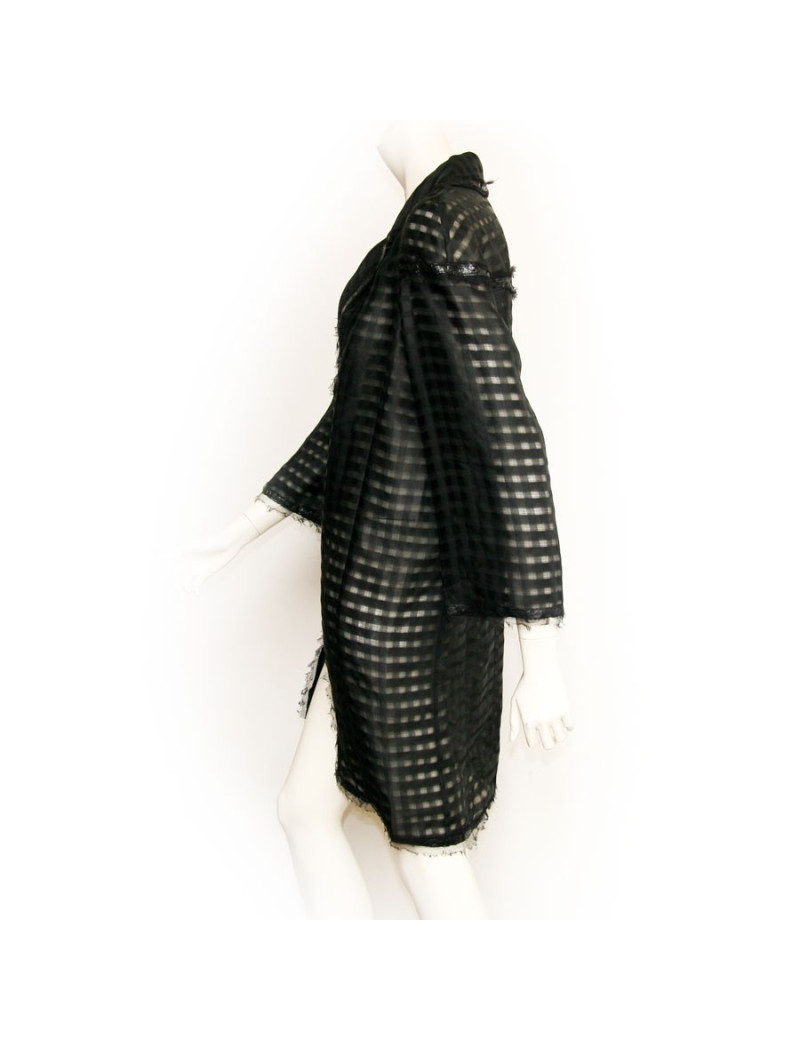 Veste longue CHANEL noire et transparente