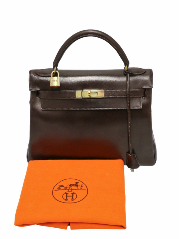 Sac Hermès Kelly 28 box marron Bandoulière