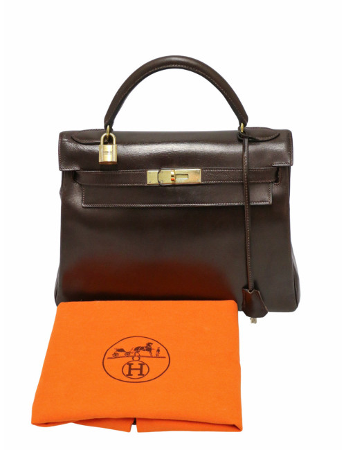 Sac Hermès Kelly 28 box marron Bandoulière