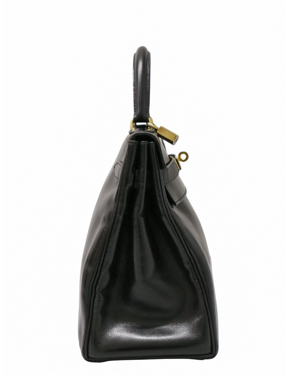 Kelly 32 Hermès box noir Vintage bandoulière
