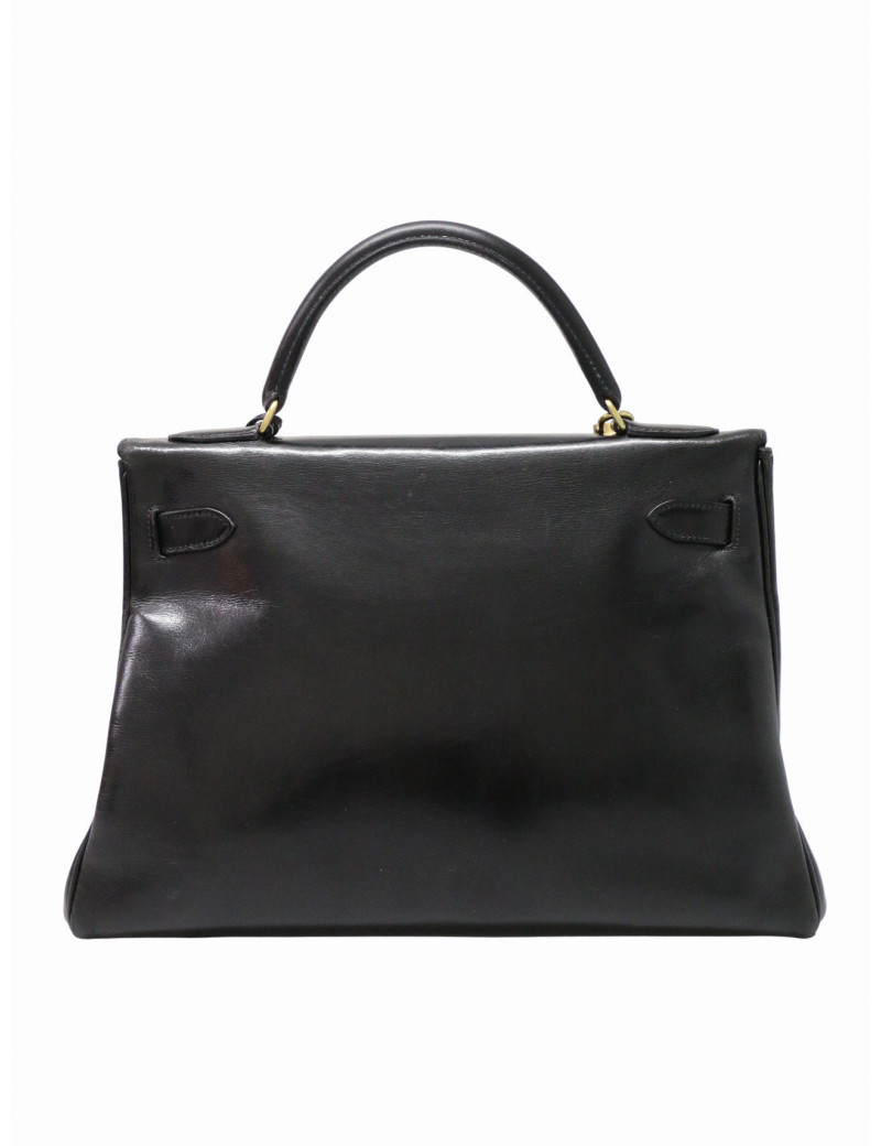Kelly 32 Hermès box noir Vintage bandoulière