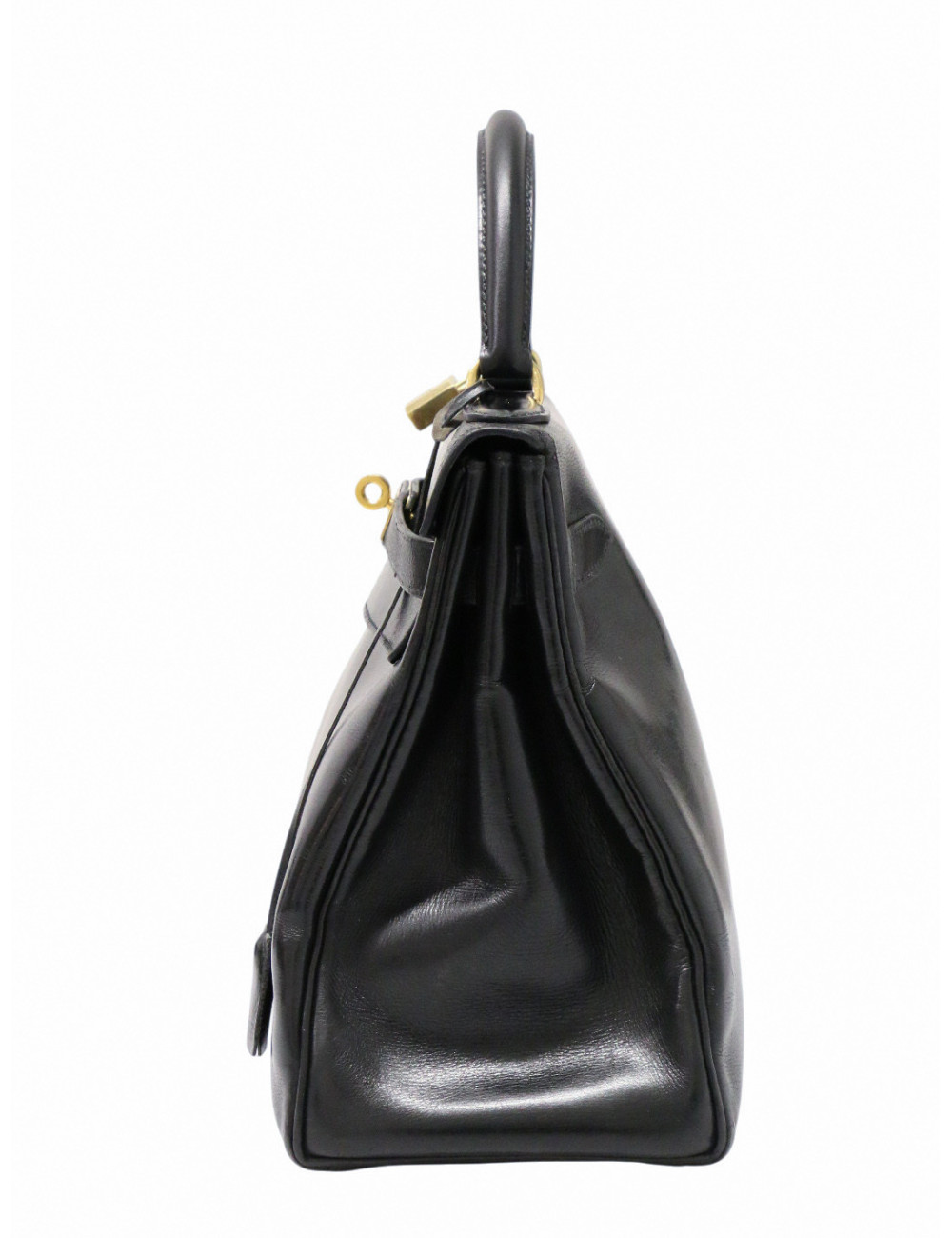 Kelly 32 Hermès box noir Vintage bandoulière