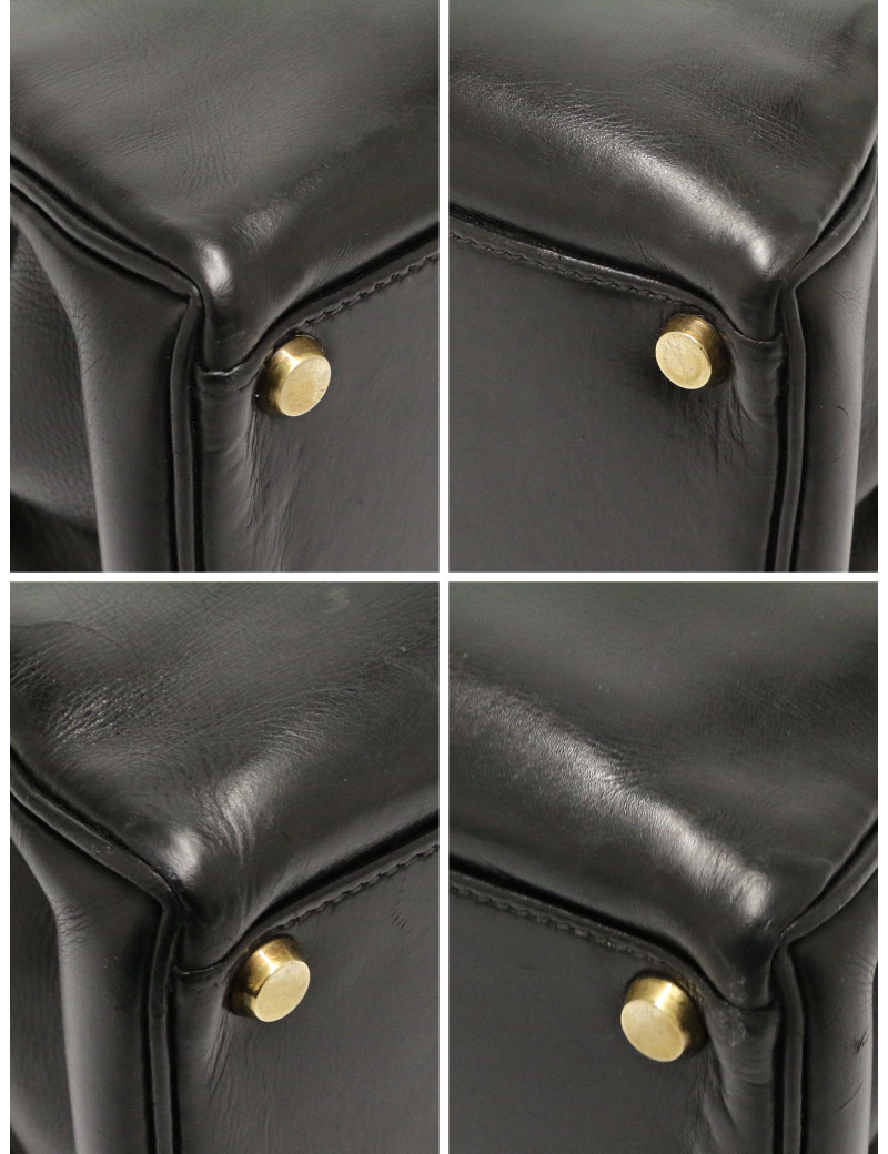 Kelly 32 Hermès box noir Vintage bandoulière