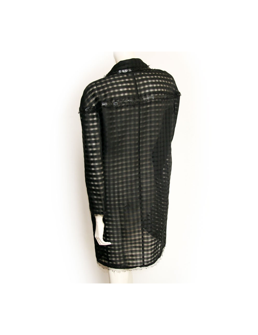 Veste longue CHANEL noire et transparente