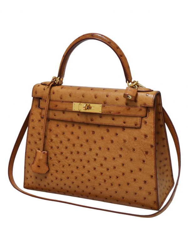 Kelly 28 sellier Hermès autruche gold
