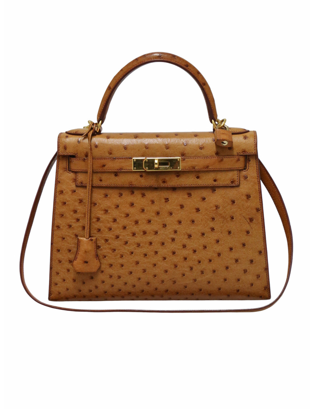 Kelly 28 sellier Hermès autruche gold