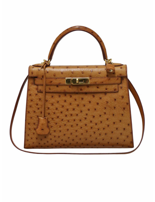 Kelly 28 sellier Hermès autruche gold