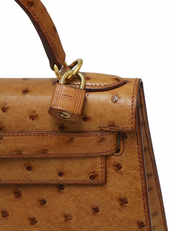Kelly 28 sellier Hermès autruche gold