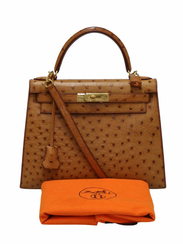 Kelly 28 sellier Hermès autruche gold