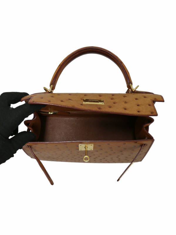 Kelly 28 sellier Hermès autruche gold